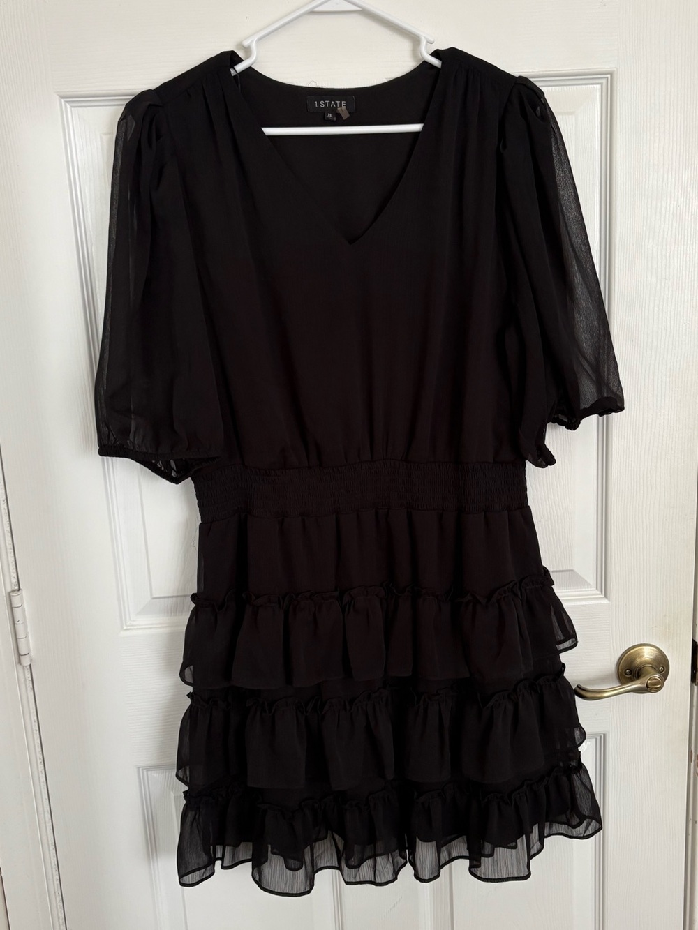 1. State Black Ruffle Tiered Mini Dress